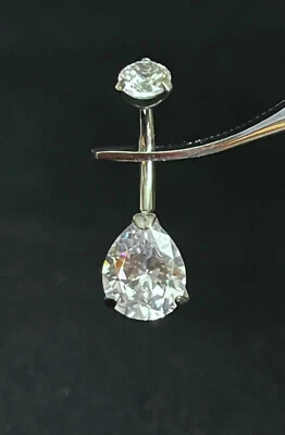 Anillo ombligo gema lágrima titanio grado implante sólido 14 g ombligo naval Foto 1 de 4