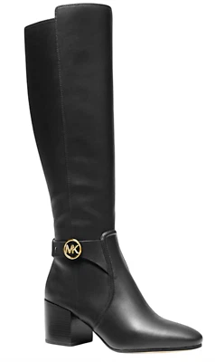 NEW MICHAEL KORS BLACK CARMEN RIDING TALL LOGO BOOTS SIZE 6.5 - Image 1 of 4