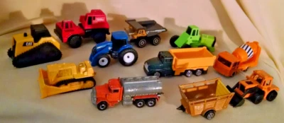CONSTRUCTION VEHICLE LOT PETERBILT TONKA CAT KONG K25 DUMP TRUCK BULLDOZER CRANE - Image 1 of 4