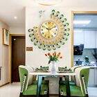 Exquisite Artwork Silent Metal Peacock Wall Clock For Modern For Living Room