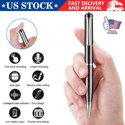 Digital Voice Activated Recorder 32GB Spy Mini Hidden Audio Recording Pen Device - Image 1 of 4