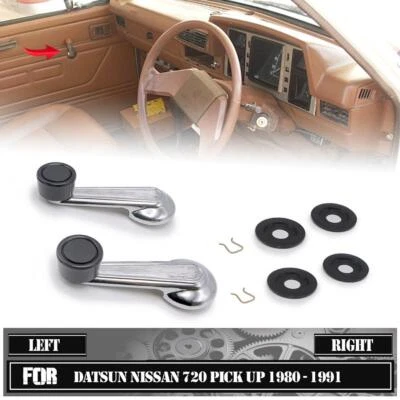 Set LR Window Crank Handle Silver For Nissan Datsun 720 J18 SD23 1980-1986 - image 1 of 4