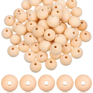 200 Pcs Holz Perlen Runde Holz Perlen Spacer Perlen Mit Löchern Für Handwerk - Picture 1 of 12