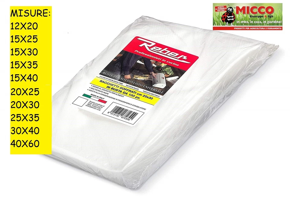 BUSTE SOTTOVUOTO SACCHETTI SACCHI PER ALIMENTI ALIMENTARI SOTTO VUOTO MADE IN IT - Immagine 1 di 1