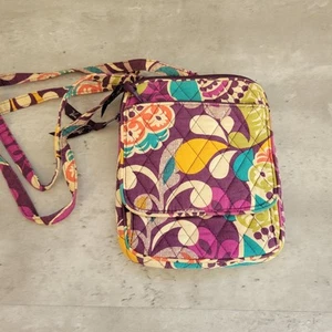 Vera Bradley Purple Plum Crazy Mini Hipster Crossbody Purse Travel - Picture 1 of 14