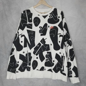 Nike Sweatshirt Mens XL Abstract Swoosh Crewneck Pullover Graphic - Picture 1 of 24