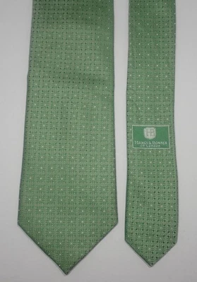 HAINES & BONNER VERDE TEJIDO GEOMÉTRICO con PIN DOTS 100% SEDA CORBATA CUELLO 59 3/4" Foto 1 de 4