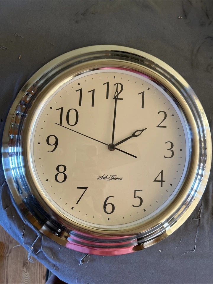 "RELOJ DE PARED LG SETH THOMAS ACABADO LATÓN MOLDURA ANALÓGICO 16"" VINTAGE" Foto 1 de 4