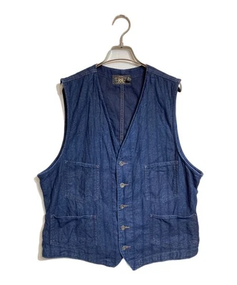 Men's Navy Indigo Striped Vest, Size L, RRL, Item #782826653001 - Image 1 of 4