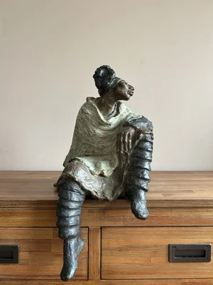 Escultura de bronce grande firmada por Shirley Thomson Smith nativa americana Foto 1 de 4