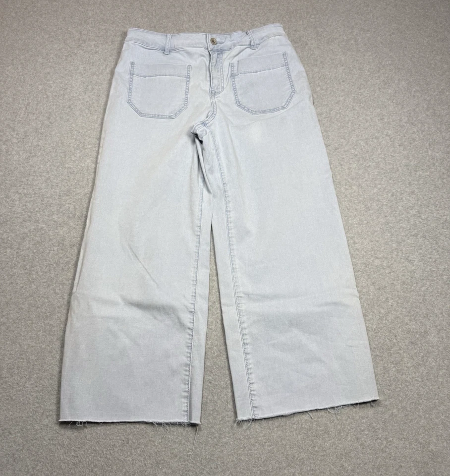 Pantalones de mezclilla Sanctuary para mujer talla 29 (30x23) marinos recortados pierna ancha dobladillo crudo Foto 1 de 4