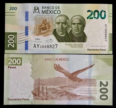 México 200 Pesos P-135 2019 Conmemorativo 25 Aniversario Águila Voladora UNC Campana NOTA Foto 1 de 4