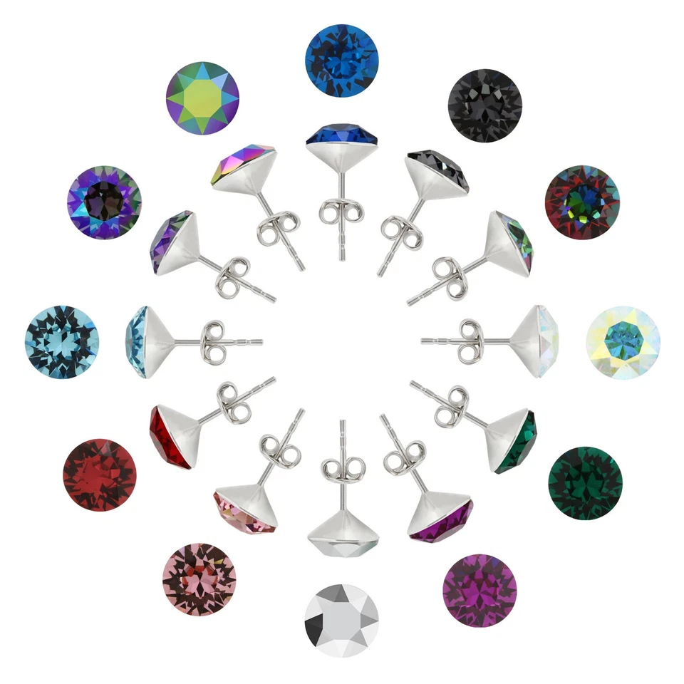 Sterling Silber Chaton Ohrstecker aus 1088 8,3 mm Primero® Kristallen - Bild 1 von 1