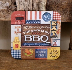 Coasters Set/6 Legacy Backyard BBQ summer Grilling Father's Day Gift for Dad NEW - Picture 1 of 3