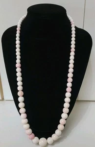 Vintage 55cm Italian 260ct Angel Skin Queen Conch 4-13mm Shell Beaded Necklace - Picture 1 of 23