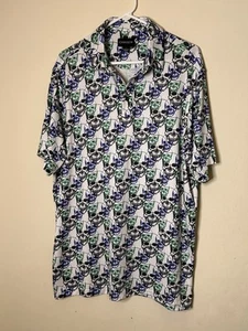 Chase 54 Polo Shirt Mens Large Performance Stretchy Short Sleeve Golf Skulls - Picture 1 of 4