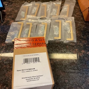 BELWITH KIELER 10er Pack Massivkern Küchenschrankgriffe Gebürstet Golden Messing Neu - Bild 1 von 4