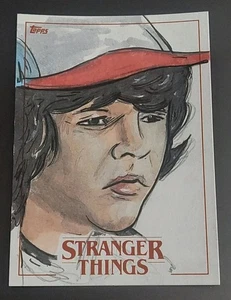 Carta Topps Stranger Things Dustin Henderson 2018 schizzo arte di Rees Finlay 1/1 - Foto 1 di 2