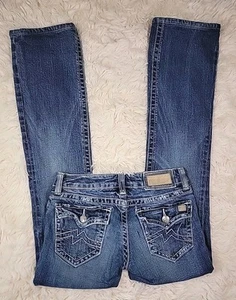Miss Me Jeans Women's Size 27 Irene Boot Cut Rhinestone Western Stretch Denim J - Picture 1 of 7
