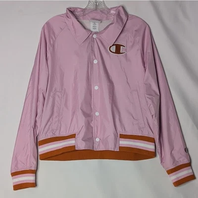 Chaqueta de Pista Recortada CHAMPION Rosa Mediana Atlética Indie Twee Retro Ropa de Calle Foto 1 de 4
