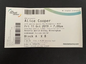 Alice Cooper The Stranglers Ticket 2019 - Picture 1 of 1