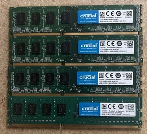 LOT OF 4 Crucial 4GB PC3-12800U DDR3L-1600MHz Desktop RAM CT51264BD160B - Picture 1 of 3