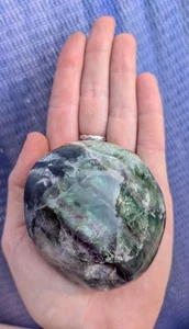 Palm Sized Flourite Crystal Paperweight Green & Purple - Picture 1 of 4
