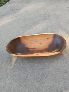 Primitive Farm-Style Wooden Bowl Hand Crafted Carved 2 Tone Kenya  - Picture 1 of 7