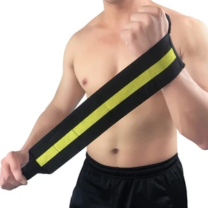Men Sports Striped Fitness Wristband Bandages Bracers Support Gym Weightlifting - Picture 1 of 18