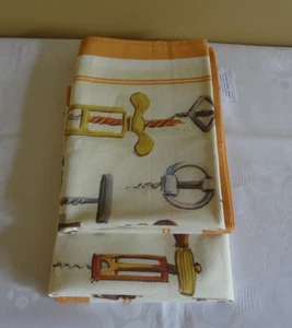 Sur La Table Off White Cotton  w/Corkscrew Vintage Print Kitchen Towels Set of 2 - Picture 1 of 5