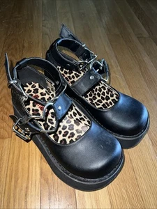Demonia Shoe Women’s 6 Sprite 02 Heart Platform Mary Jane Heart Buckle Strap GUC - Picture 1 of 24