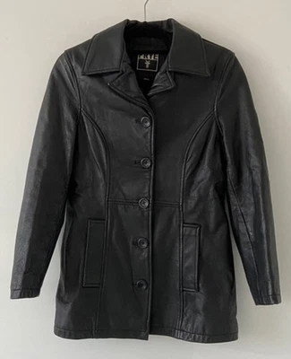 Jaqueta feminina FRYE clássica preta 100% couro casaco motociclista grande $498 varejo - Imagem 1 de 4