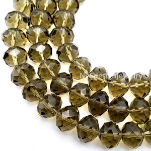 Cuentas rondelle facetadas de cristal ahumado de 12x15 mm filamento de vidrio de 15" para joyería - Imagen 1 de 6
