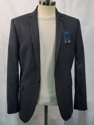 JF Ferrar Suit Jacket Men's 38S Slim Fit Striped Stretch Ultra Comfort Gray/Char - Image 1 of 4