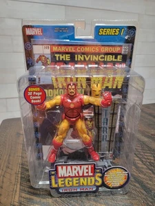 Marvel Legends Series I IRON MAN mit Ständer & Comic 6" Figur Toy Biz 2002 versiegelt - Bild 1 von 6