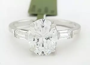 LAB CREATED 5.54 Cts WHITE SAPPHIRES RING .925 STERLING SILVER - New With Tag - Picture 1 of 8