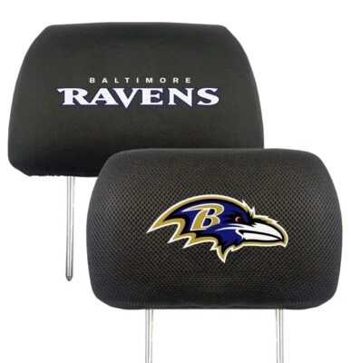Capas de encosto de cabeça bordadas Baltimore Ravens -Conjunto de 2 - SUV de carro licenciado pela NFL NOVO - Imagem 1 de 4