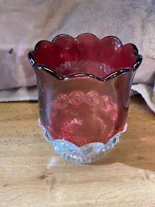 Vintage Heavy Ruby Flash Glass Spooner Vase 4.5" X 4" - Picture 1 of 4