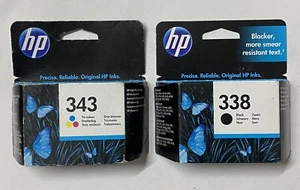 2 original HP Tintenpatronen 338 Black C8765E 343 Color C8766E ( 2022 ) Rechnung - Bild 1 von 1