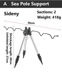 Sea Pole Support Frame, 3-Fold Fishing Rod Rest Base, Telescopic Bracket Holder, - Picture 1 of 16