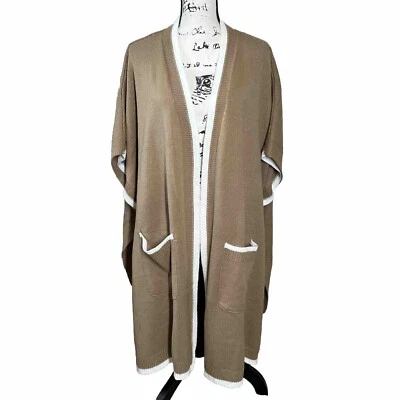 Nuevo con etiquetas Cárdigan Suéter Lane Bryant Para Mujer 14/20 Tostado Manga Corta Coastal Lagenlook Foto 1 de 4