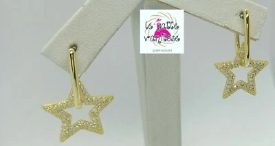 Orecchini Donna in Argento 925 pendenti stella  con pave' zirconi bianchi - Immagine 1 di 4