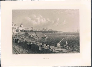 GRABADO CADIZ C1832 COL BATTY - HALLAZGO E - BYRON - Imagen 1 de 1