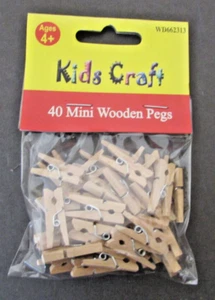 Mini Wooden Pegs 2 x 40pks 25mm Craft Hanging Photo Etc. Kids Craft West Design - Picture 1 of 1