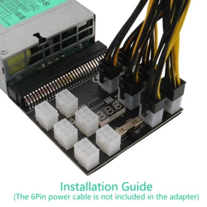 6PIN 1200W Breakout Board for HP DPS-1200QB A PSU GPU Mining Server Power black - Afbeelding 1 van 7