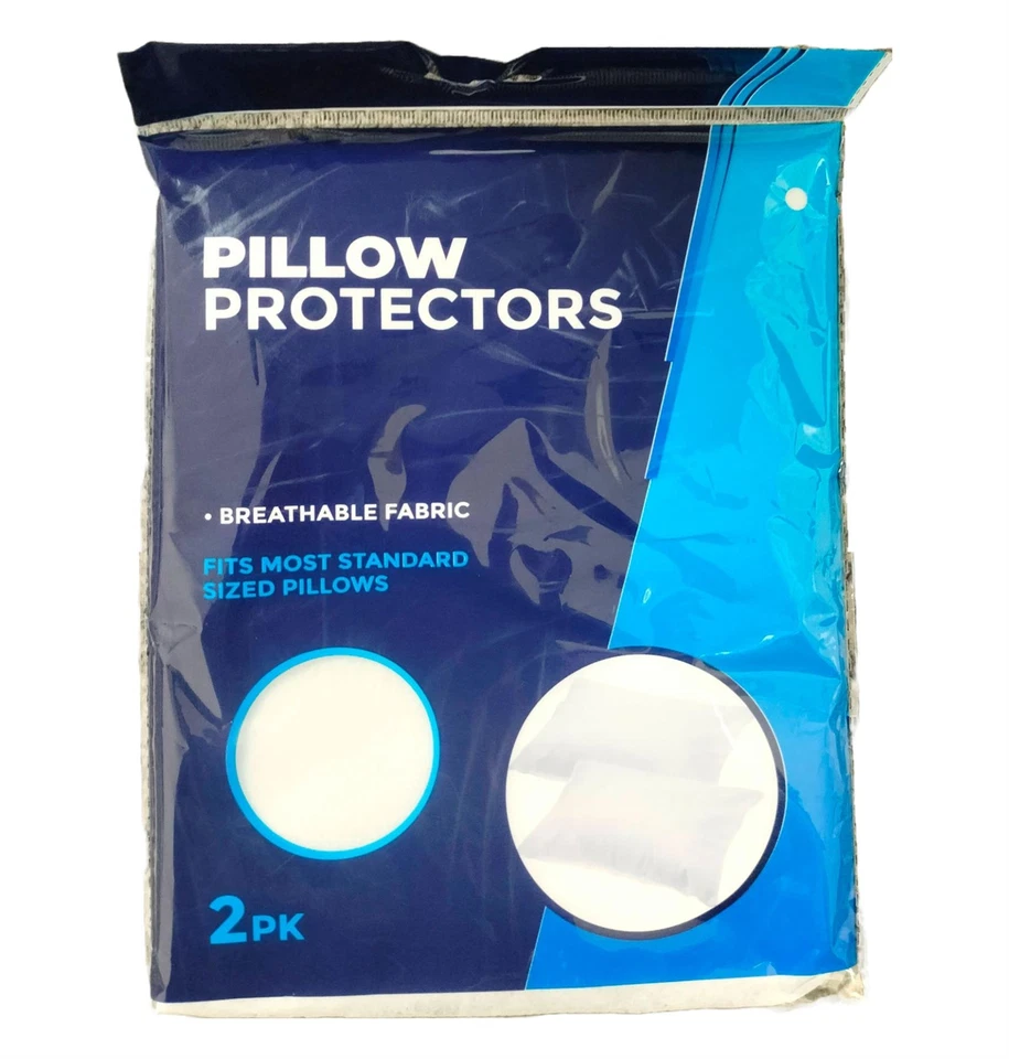 Waterproof White Pillow Protector Pack of 2 Fits Most Standard Sized Pillows X2
