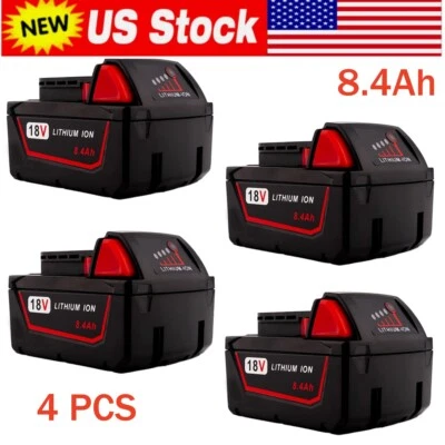 POWERBLAZE 4 PACK 18V 8.4Ah Battery for Milwaukee M18B M18 48-11-1850 48-11-1862 48-11-1840
