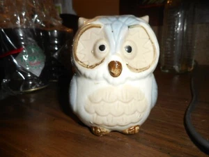 Owl Ceramic Piggy Bank Blue Cream & White Ceramic Wide Eyes  - Picture 1 of 12