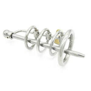 Men Locking Belt Restraint Device Long Tube Stainless Steel Male Chastity Cage - Picture 1 of 6