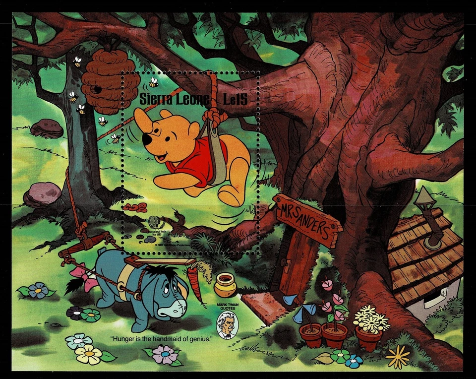 DISNEY - SIERRA LEONE - 1985 POOH BEAR MINI SHEET- MUH - DIS 208 - Image 1 of 1